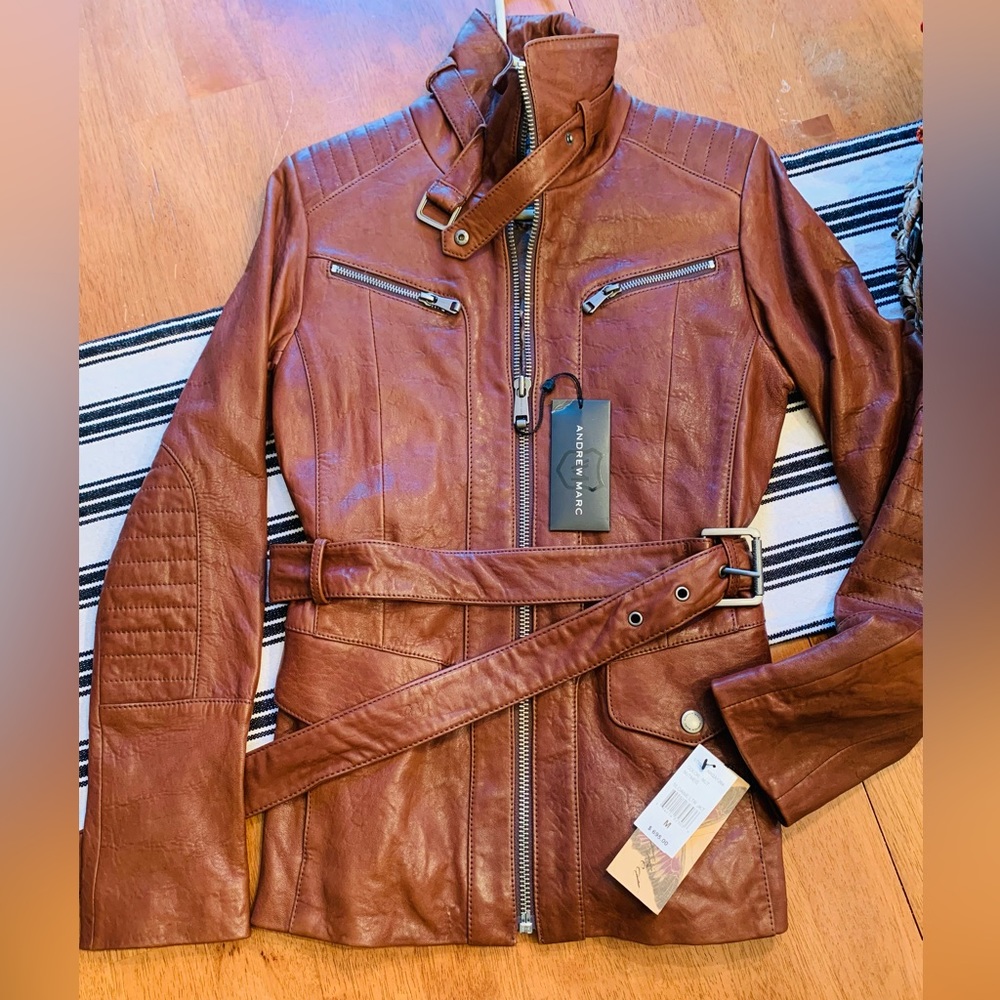 BEAUTIFUL Soft cognac Lambskin Leather Jacket- NBW- impeccable condition!